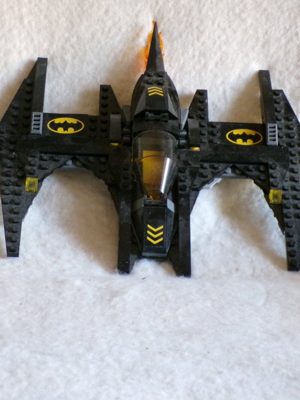 Lego Batplane with flames batman batmobile